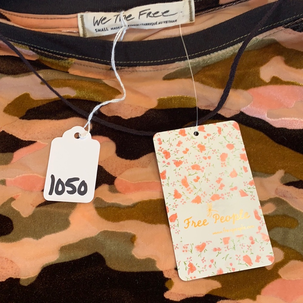 NWT FREE PEOPLE CAMO TOP SIZE S